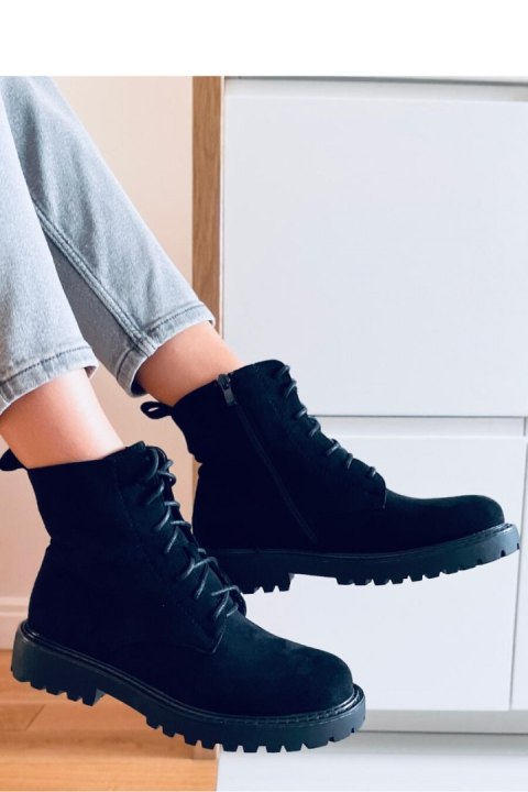 Botki sznurowane zamszowe GATEN BLACK - Inello - 37 Botki sznurowane zamszowe GATEN BLACK - Inello - 37