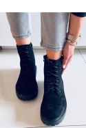 Botki sznurowane zamszowe GATEN BLACK - Inello - 38 Botki sznurowane zamszowe GATEN BLACK - Inello - 38