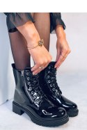 Botki sznurowane lakierowane DENDY BLACK - Inello - 37 Botki sznurowane lakierowane DENDY BLACK - Inello - 37