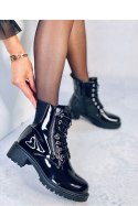Botki sznurowane lakierowane DENDY BLACK - Inello - 37 Botki sznurowane lakierowane DENDY BLACK - Inello - 37