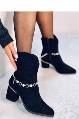 Botki na obcasie z łańcuszkiem BRALIN BLACK - Inello - 37
