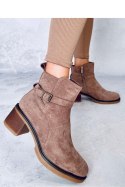 Botki na szerokim obcasie ARETHA KHAKI - Inello - 40 Botki na szerokim obcasie ARETHA KHAKI - Inello - 40