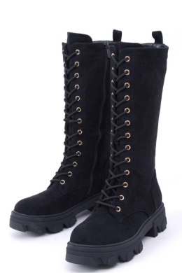 Oficerki sznurowane zamszowe CHARLIZE BLACK - Inello - 37