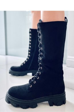 Oficerki sznurowane zamszowe CHARLIZE BLACK - Inello - 37