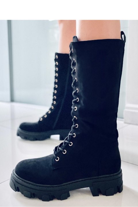 Oficerki sznurowane zamszowe CHARLIZE BLACK - Inello - 37 Oficerki sznurowane zamszowe CHARLIZE BLACK - Inello - 37