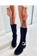 Oficerki sznurowane zamszowe CHARLIZE BLACK - Inello - 37 Oficerki sznurowane zamszowe CHARLIZE BLACK - Inello - 37
