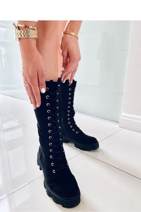 Oficerki sznurowane zamszowe CHARLIZE BLACK - Inello - 37 Oficerki sznurowane zamszowe CHARLIZE BLACK - Inello - 37
