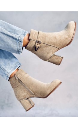 Eleganckie botki na obcasie KHALIA KHAKI - Inello - 40