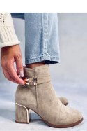 Eleganckie botki na obcasie KHALIA KHAKI - Inello - 40 Eleganckie botki na obcasie KHALIA KHAKI - Inello - 40