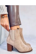 Botki klasyczne na obcasie ROSEY KHAKI - Inello - 39