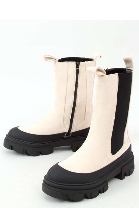 Botki sztyblety wysokie kremowe RB122P BEIGE - Inello - 40 Botki sztyblety wysokie kremowe RB122P BEIGE - Inello - 40