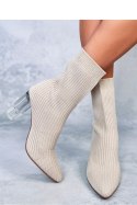 Botki skarpetkowe na przezroczystym obcasie DESTANI BEIGE - Inello - 36 Botki skarpetkowe na przezroczystym obcasie DESTANI BEIGE - Inello - 36