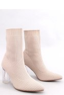 Botki skarpetkowe na przezroczystym obcasie DESTANI BEIGE - Inello - 37 Botki skarpetkowe na przezroczystym obcasie DESTANI BEIGE - Inello - 37