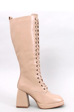 Kozaki sznurowane na szerokim obcasie WEDNESDAY BEIGE - Inello - 40