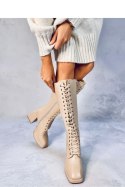 Kozaki sznurowane na szerokim obcasie WEDNESDAY BEIGE - Inello - 40 Kozaki sznurowane na szerokim obcasie WEDNESDAY BEIGE - Inello - 40