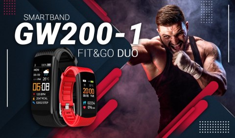 Smartband GIEWONT Fit&GO Duo GW200-1 - Black + Pasek Alert Red Smartband GIEWONT Fit&GO Duo GW200-1 - Black + Pasek Alert Red