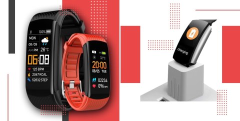 Smartband GIEWONT Fit&GO Duo GW200-1 - Black + Pasek Alert Red Smartband GIEWONT Fit&GO Duo GW200-1 - Black + Pasek Alert Red