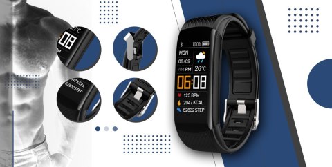 Smartband GIEWONT Fit&GO Duo GW200-6 - Black + Pasek Smart Navy Smartband GIEWONT Fit&GO Duo GW200-6 - Black + Pasek Smart Navy