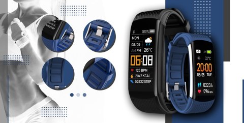 Smartband GIEWONT Fit&GO Duo GW200-6 - Black + Pasek Smart Navy Smartband GIEWONT Fit&GO Duo GW200-6 - Black + Pasek Smart Navy