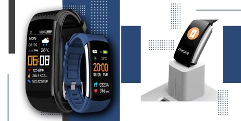 Smartband GIEWONT Fit&GO Duo GW200-6 - Black + Pasek Smart Navy Smartband GIEWONT Fit&GO Duo GW200-6 - Black + Pasek Smart Navy