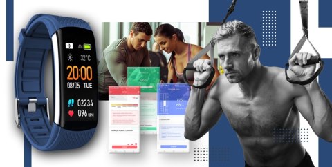Smartband GIEWONT Fit&GO Duo GW200-6 - Black + Pasek Smart Navy Smartband GIEWONT Fit&GO Duo GW200-6 - Black + Pasek Smart Navy