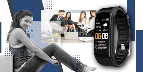 Smartband GIEWONT Fit&GO Duo GW200-6 - Black + Pasek Smart Navy Smartband GIEWONT Fit&GO Duo GW200-6 - Black + Pasek Smart Navy
