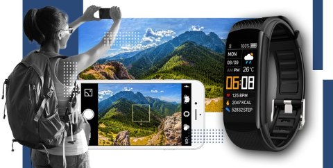 Smartband GIEWONT Fit&GO Duo GW200-6 - Black + Pasek Smart Navy Smartband GIEWONT Fit&GO Duo GW200-6 - Black + Pasek Smart Navy