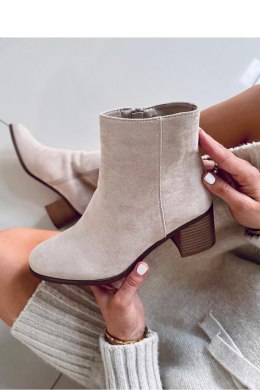 Botki na obcasie zamszowe klasyczne NATINA BEIGE - Inello - 39