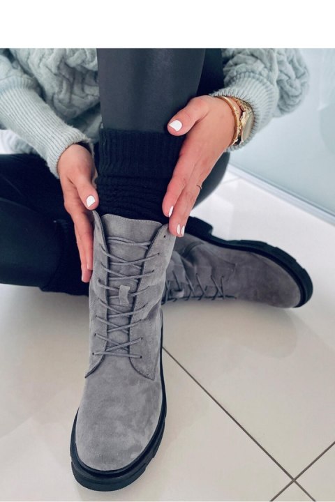 Botki sznurowane zamszowe LAVEY GREY - Inello - 40 Botki sznurowane zamszowe LAVEY GREY - Inello - 40