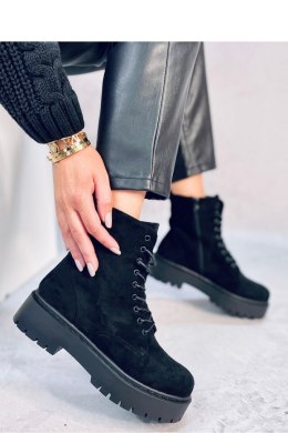 Botki na platformie sznurowane BURSE BLACK - Inello - 38