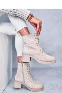 Botki sznurowane na obcasie MAYFIELD BEIGE - Inello - 41 Botki sznurowane na obcasie MAYFIELD BEIGE - Inello - 41