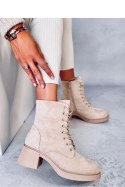 Botki sznurowane na obcasie MAYFIELD BEIGE - Inello - 41 Botki sznurowane na obcasie MAYFIELD BEIGE - Inello - 41