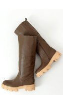 Oficerki na grubej podeszwie khaki QT21P ARMY GREEN - Inello - 36