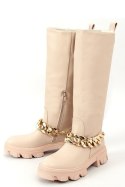 Oficerki z łańcuszkiem JULY BEIGE - Inello - 40