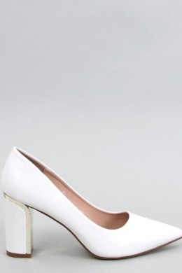 Czółenka na słupku licowe LAURENTS WHITE - Inello - 37