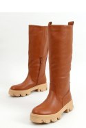 Oficerki na grubej podeszwie brązowe QT21P BROWN - Inello - 38