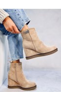 Botki na koturnie ROCHELLE KHAKI - Inello - 38 Botki na koturnie ROCHELLE KHAKI - Inello - 38