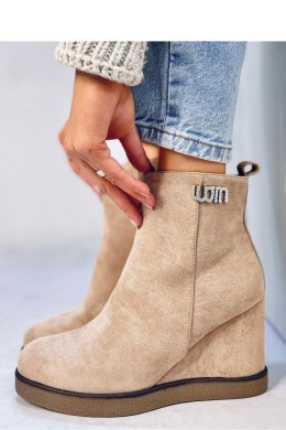 Botki na koturnie ROCHELLE KHAKI - Inello - 40