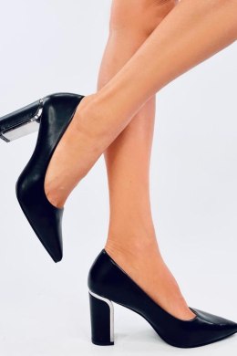 Czółenka na słupku licowe LAURENTS BLACK - Inello - 37
