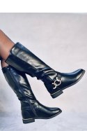 Oficerki licowe z łańcuszkiem DEVERS BLACK - Inello - 36