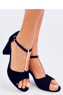 Sandałki na obcasie ze złotą ozdobą FERDI BLACK - Inello - 39
