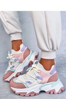 Sneakersy kolorowe na koturnie BEALS PINK - Inello - 38