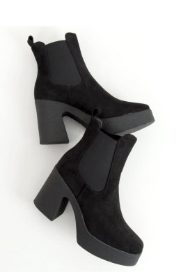 Botki na kauczukowym obcasie czarne ST-62P BLACK - Inello - 37