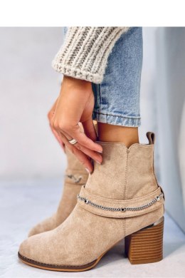 Botki na obcasie zamszowe ATHING KHAKI - Inello - 38