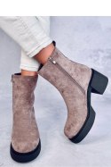 Botki na stabilnym obcasie RUFFIN KHAKI - Inello - 41