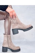 Botki na stabilnym obcasie RUFFIN KHAKI - Inello - 41