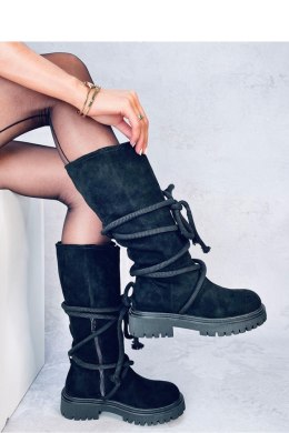 Oficerki zamszowe ze sznurem SPICER BLACK - Inello - 40