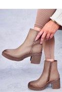Botki na kauczukowym obcasie TAMIKA BEIGE - Inello - 39 Botki na kauczukowym obcasie TAMIKA BEIGE - Inello - 39
