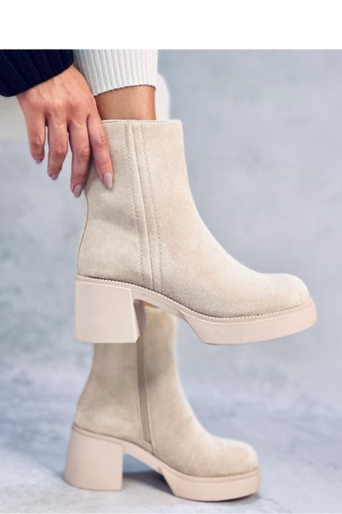 Botki na stabilnym obcasie RUFFIN BEIGE - Inello - 40 Botki na stabilnym obcasie RUFFIN BEIGE - Inello - 40