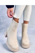 Botki na stabilnym obcasie RUFFIN BEIGE - Inello - 40 Botki na stabilnym obcasie RUFFIN BEIGE - Inello - 40
